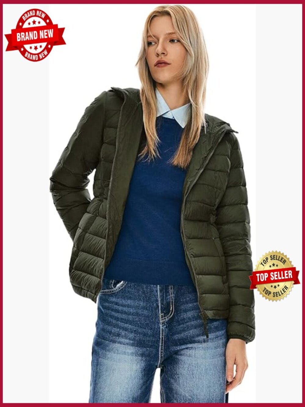 Packable Down Jacket Hooded Ultra Light Puffer W/ Pockets